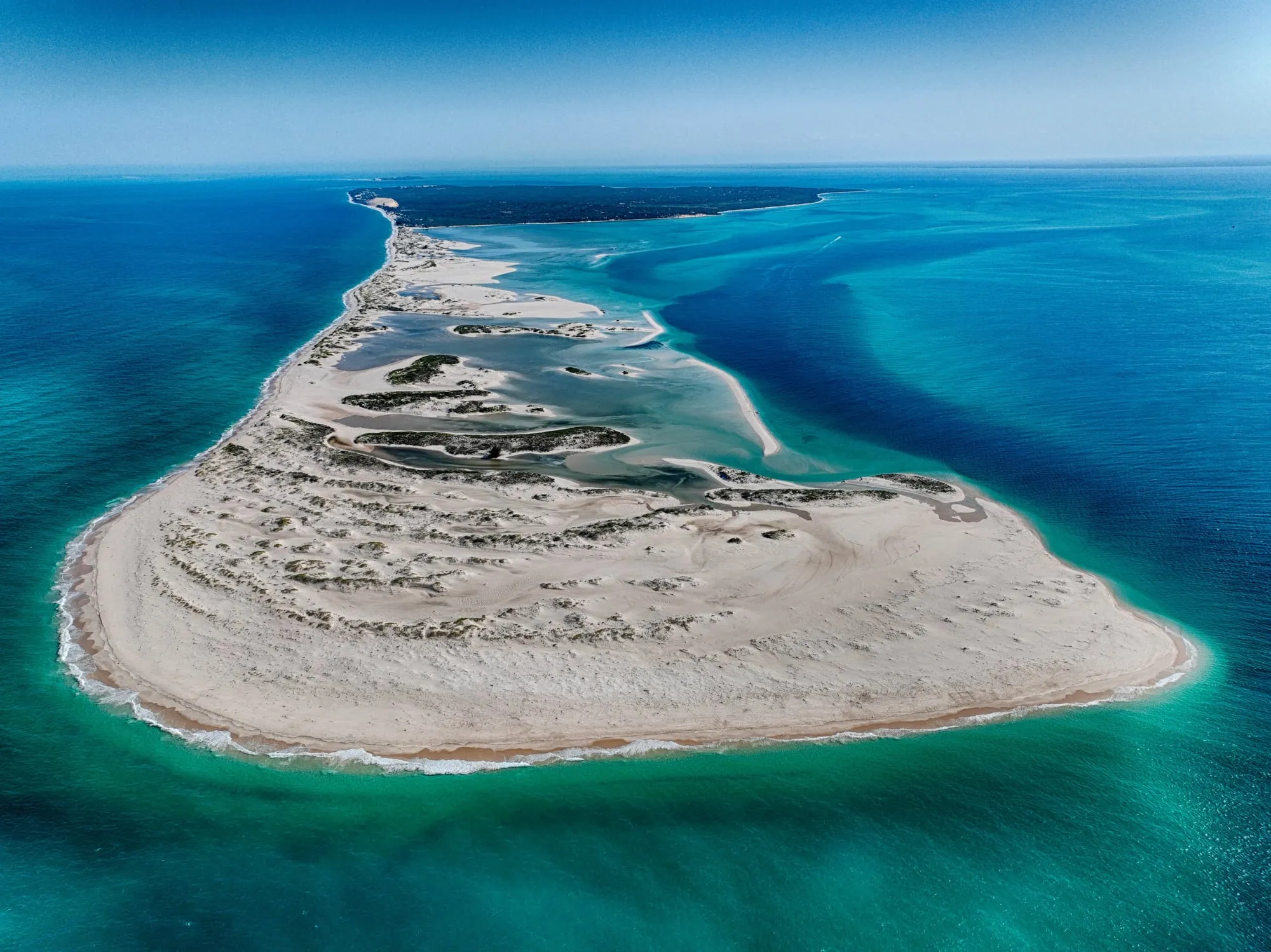 The giant sand dunes of Bazaruto Island from the air